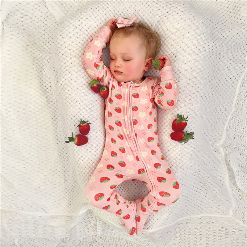 Strawberry Sweetie Footie Zippered One-Piece Onesie - LittleJamJams & Baby  Products